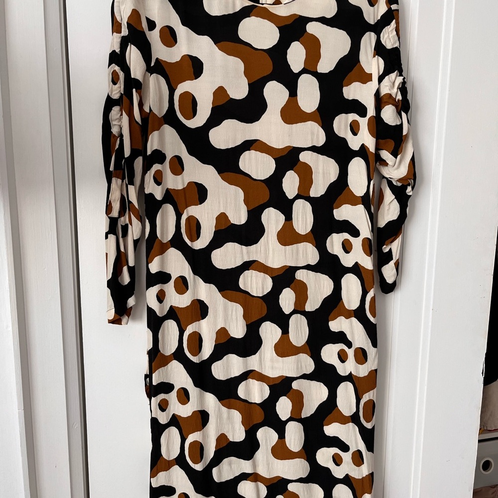 Marimekko Women's Paulina dress size 38- Black, White, Brown Abstract Design - Picture 7 of 8